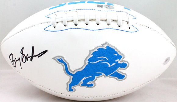 Barry Sanders Autographed Detroit Lions Logo Football -Beckett W Hologram *Black