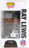 Ray Lewis Autographed Baltimore Ravens Funko Pop Figurine #152 w/#- Beckett W Hologram *Purple