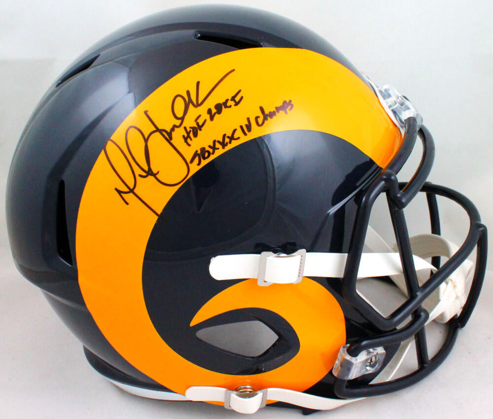 Rams Marshall Faulk Authentic Signed Lunar Speed Mini Helmet