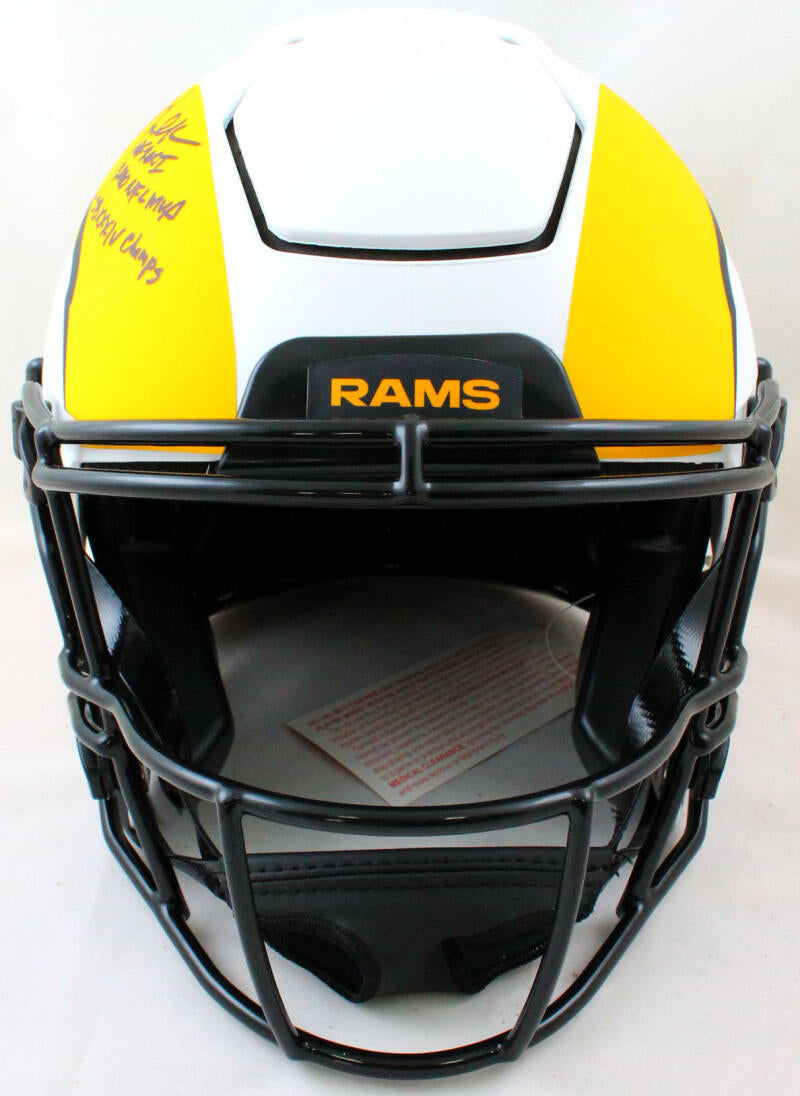 Marshall Faulk Signed Rams SpeedFlex FS Lunar Helmet w/3Insc.- Beckett –  The Jersey Source