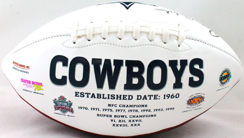 Roger Staubach Autographed Dallas Cowboys Logo Football-Beckett W