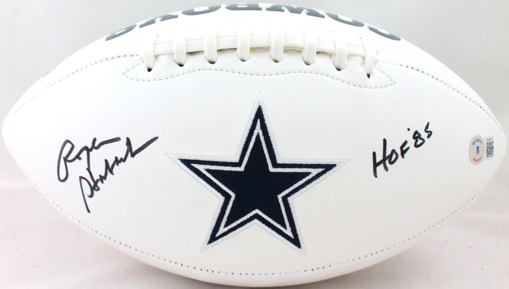 Roger Staubach Dallas Cowboys Fanatics Authentic Autographed White Panel Football with HOF 85 Inscription