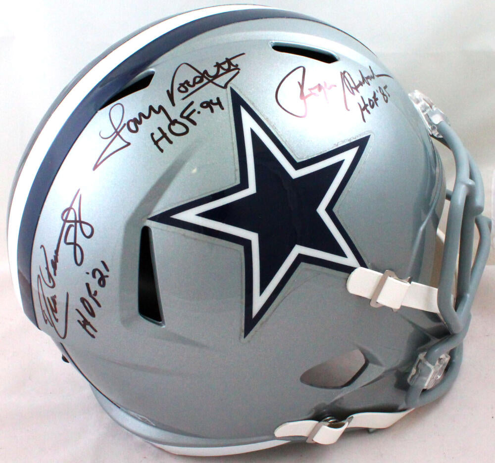 Drew Pearson/Roger Staubach/Tony Dorsett Signed Cowboys F/S Speed  Helmet-Beckett W Hologram *Black