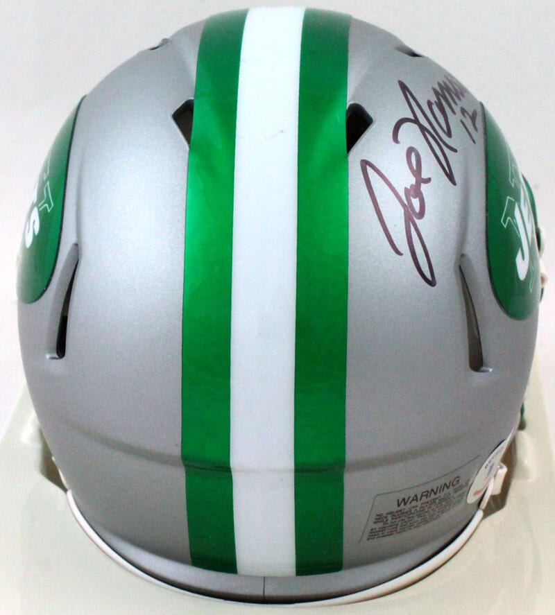 Joe Namath Autographed New York Jets Blaze Speed Mini Helmet-Beckett W  Hologram