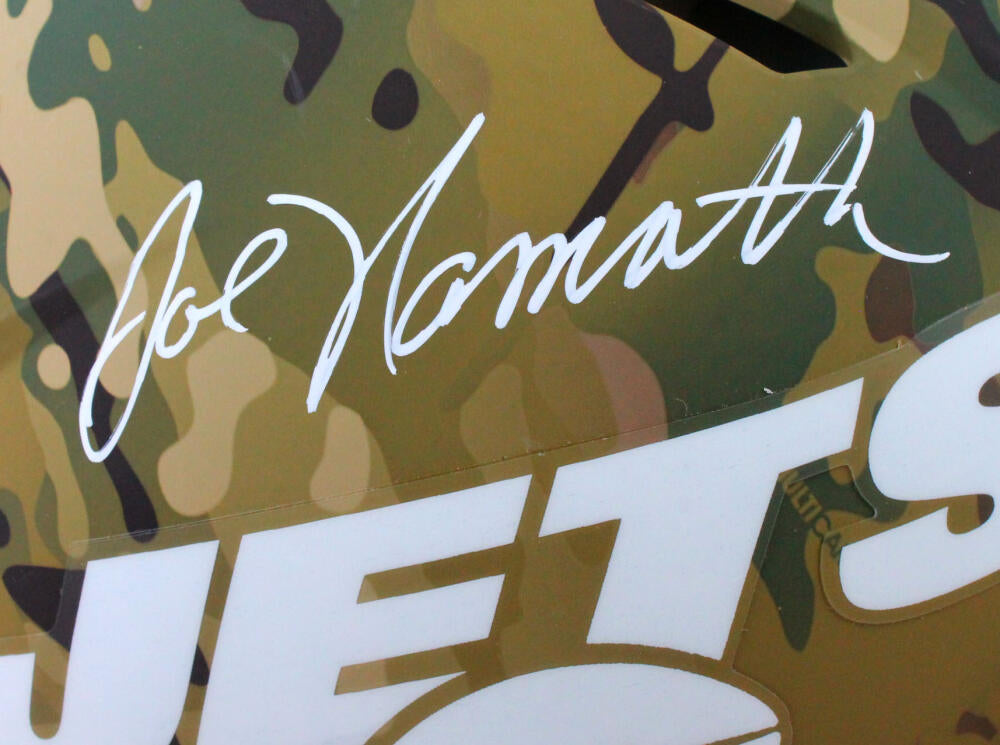 Joe Namath Signed NY Jets F/S Camo Speed Authentic Helmet- JSA W