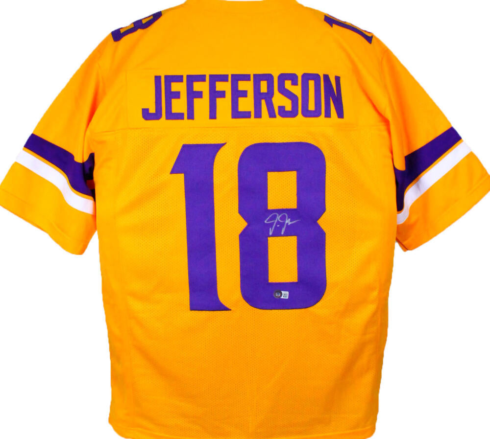 Justin Jefferson Autographed Yellow/Purple # Pro Style Jersey