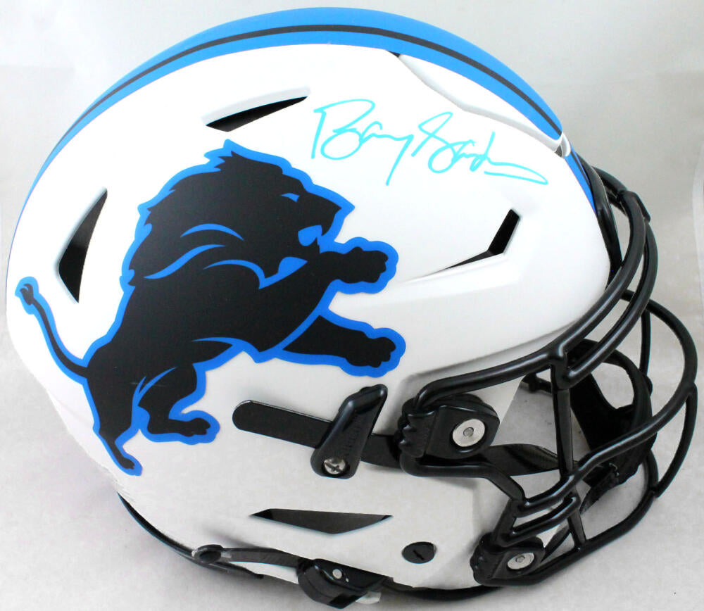 Barry Sanders Autographed Detroit Lions Full Size Replica Lunar Eclipse  Helmet - Detroit City Sports