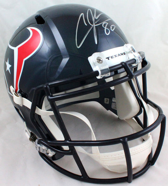 Andre Johnson Autographed Houston Texans F/S Speed Helmet-JSA W Auth *Silver Image 1