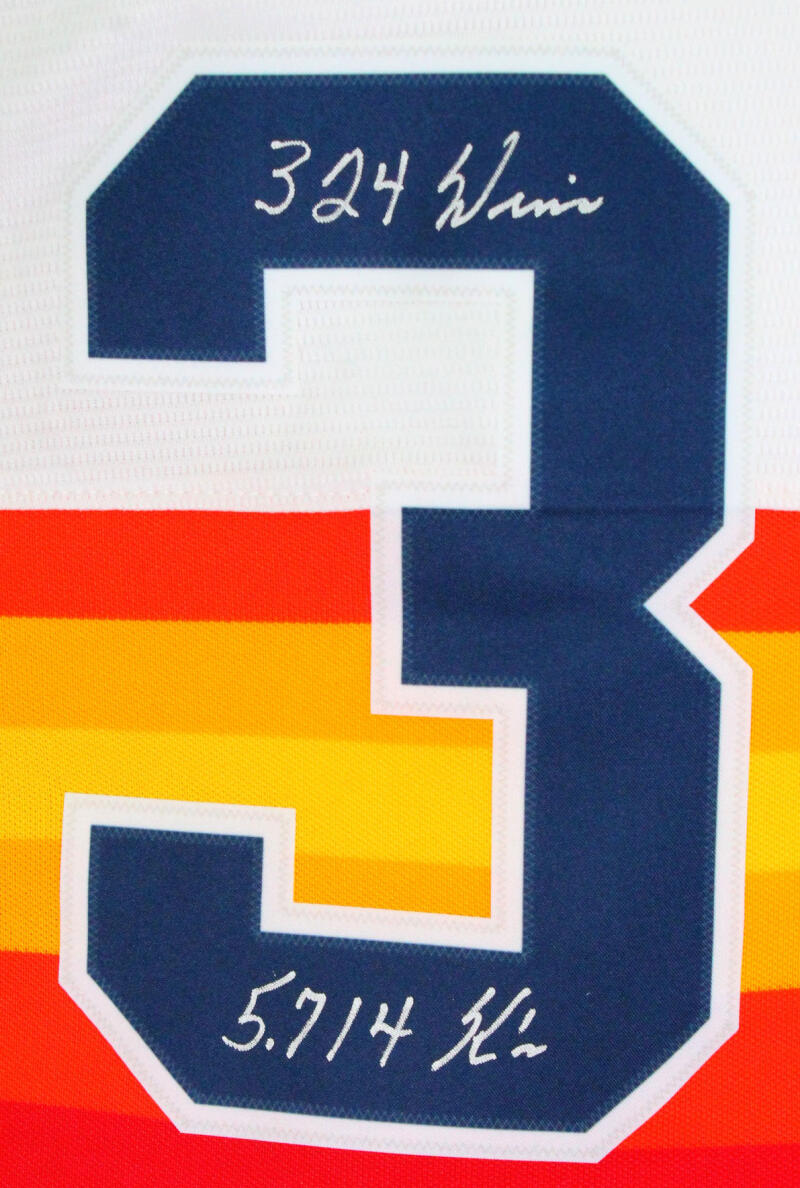 The Jersey Source Autographs Nolan Ryan Autographed Astros 16x20 HM Pitching Vertical Rainbow Jersey-AIV Holo