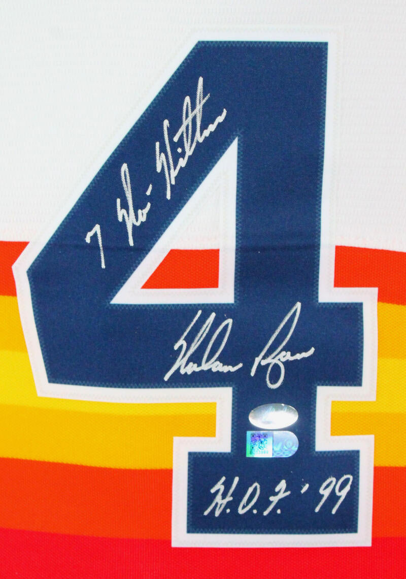 Nolan Ryan Framed and Autographed Rainbow Astros Jersey Auto JSA (24x30)