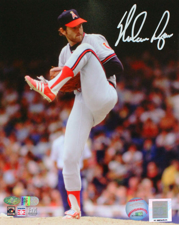 Nolan Ryan Autographed California Angels 8x10 HM Photo Wind Up *Top- AIV Hologram /Ryan Holo Auth *White