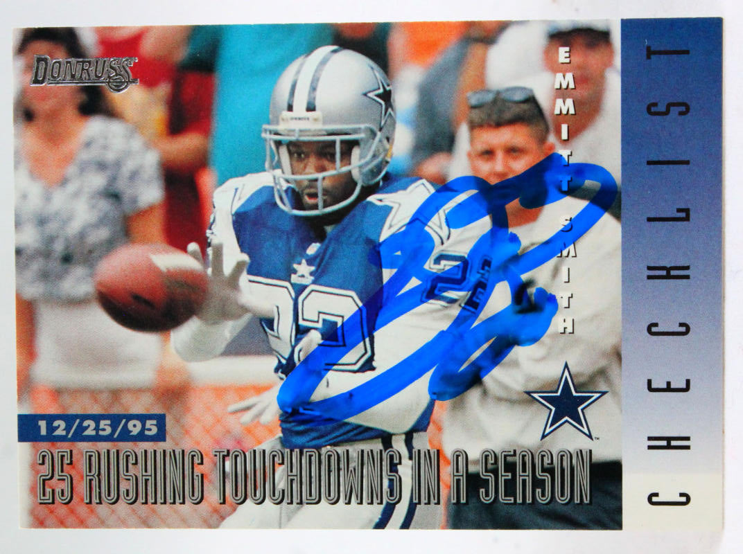 1996 Donruss Checklist #240 Emmitt Smith Auto Cowboys Autograph Becket –  The Jersey Source