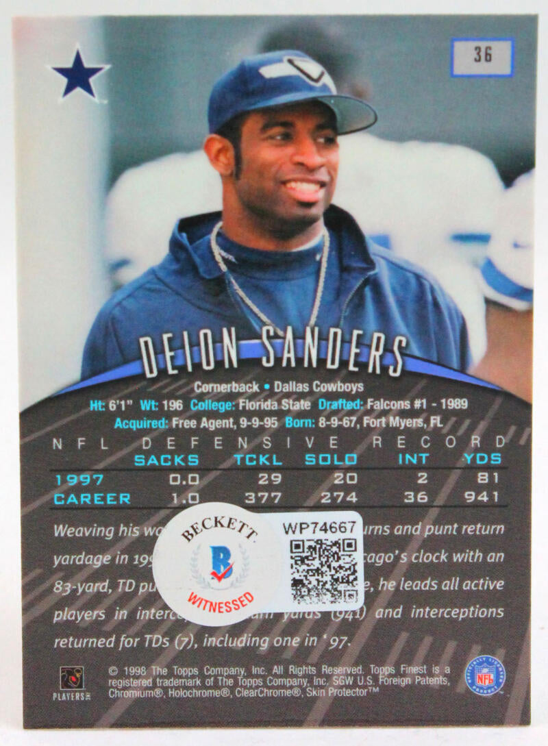 1998 Topps Finest #36 Deion Sanders Cowboys