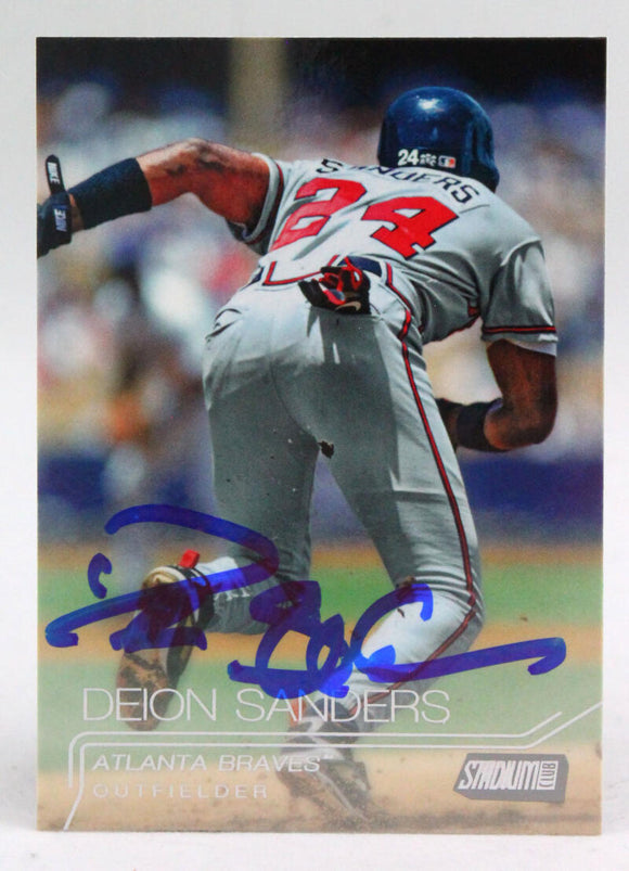 2015 Stadium Club #82 Deion Sanders Atlanta Braves Autograph Beckett Witness