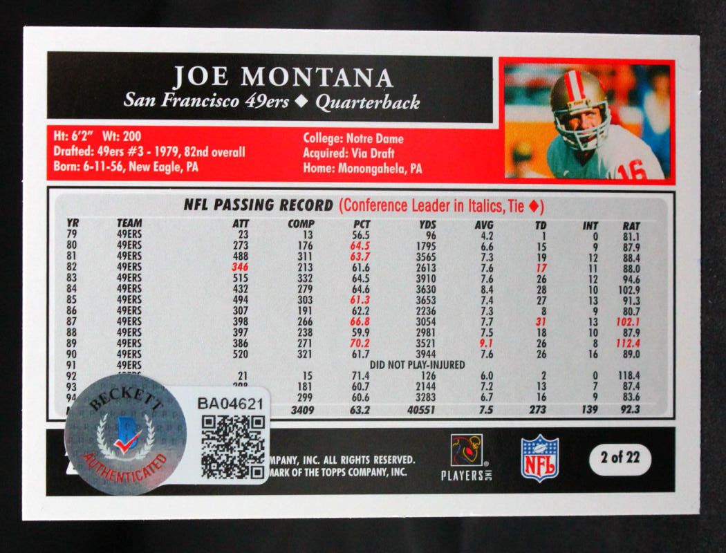 2005 Topps 50th Anniversary #2 Joe Montana San Francisco 49ers