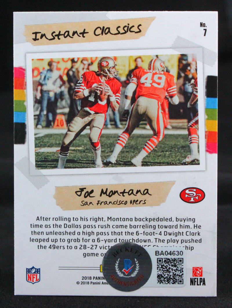 Joe Montana Autographed Signed 2018 Panini Classics #7 Sf 49Ers Autograph  Beckett Authenticated