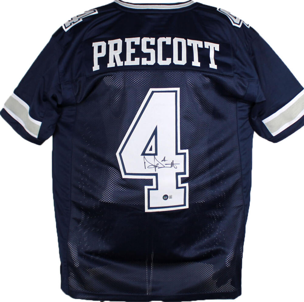 The Jersey Source Dak Prescott Autographed Blue with White Pro Style Jersey-Beckett W Hologram *Black