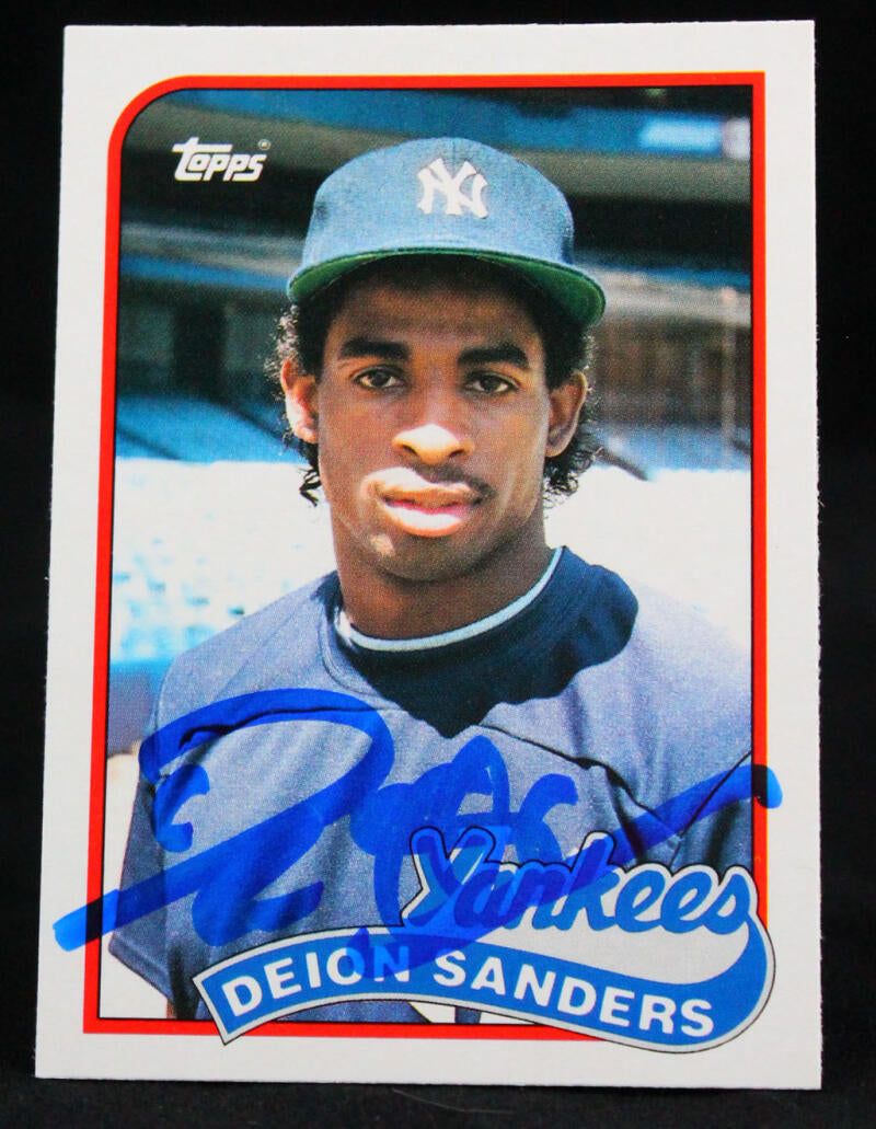 1989 Topps Traded #110T Deion Sanders New York Yankees Autograph Beckett  Witness