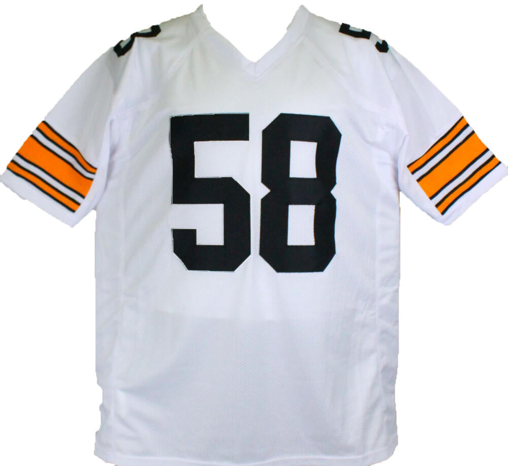 Jack Lambert Autographed White Pro Style Jersey W/ HOF- JSA W