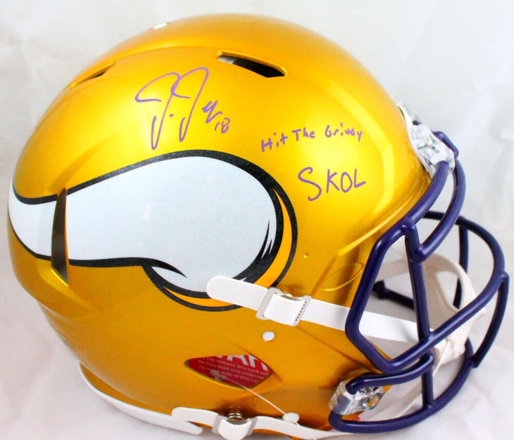 Justin Jefferson Signed Minnesota Vikings FLASH Riddell ProLine Full Size  Authentic Speed Helmet - Schwartz Authenticated