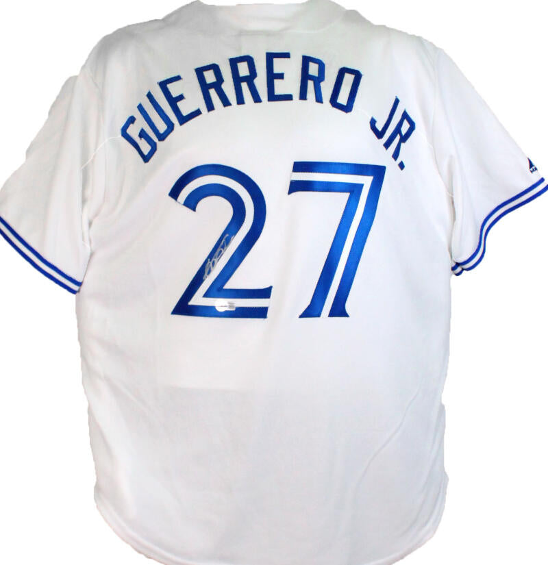 Vladimir Guerrero Jr. Autographed Toronto Blue Jays Majestic White Jer –  The Jersey Source