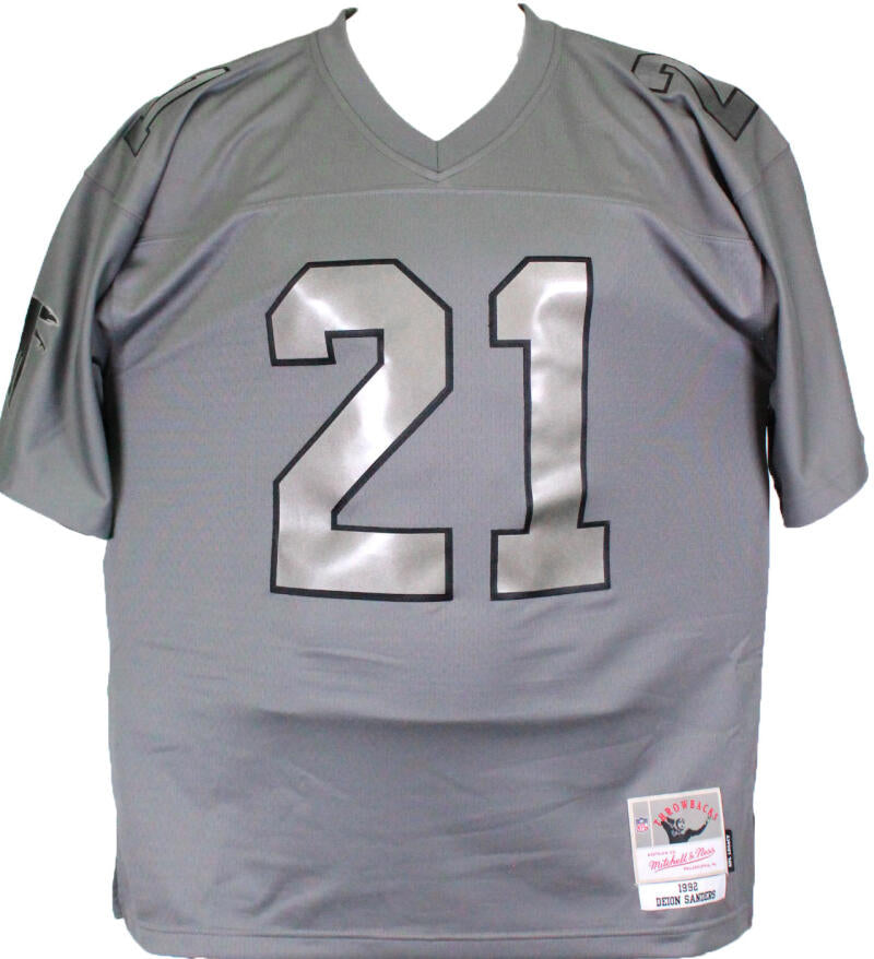 The Jersey Source Deion Sanders Signed Falcons Mitchell & Ness Retired Player Metal Legacy Jersey- Beckett W Hologram