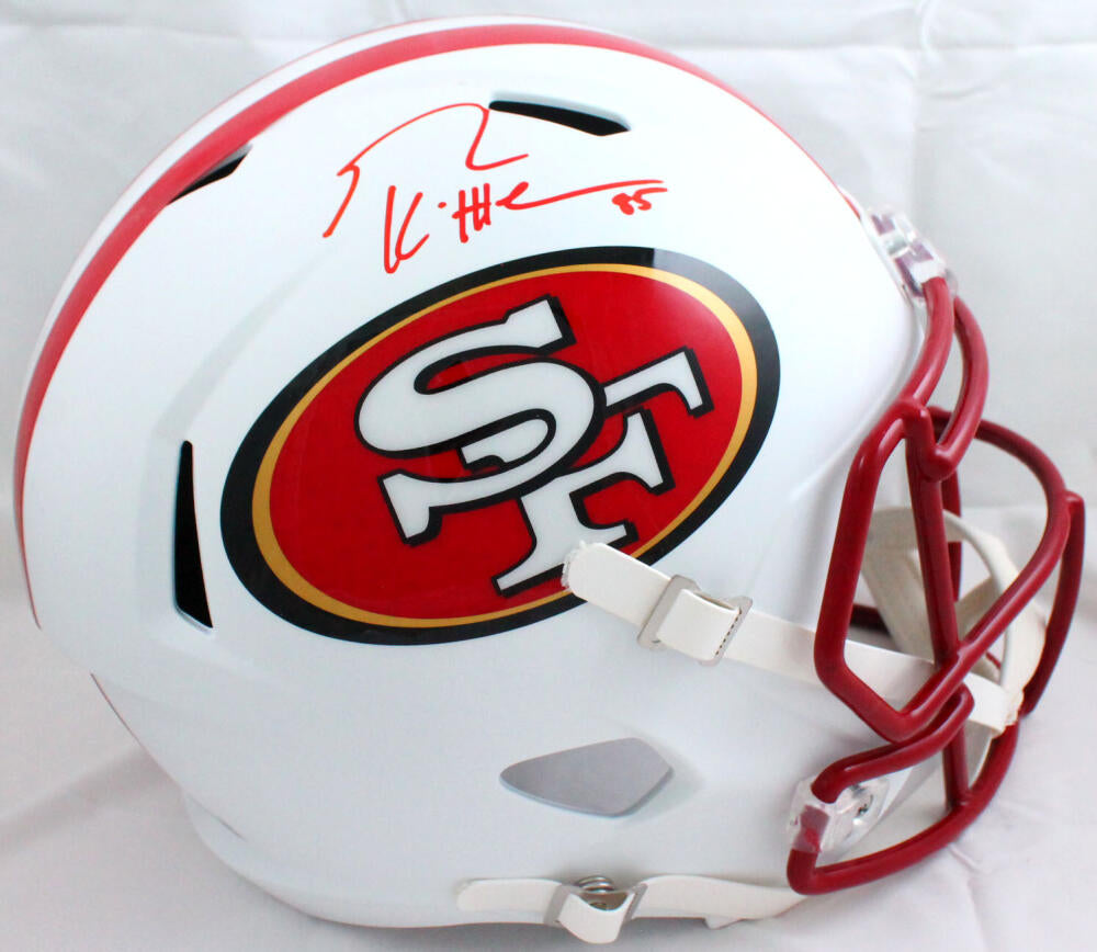 George Kittle Autographed San Francisco 49ers F/S Flat White Helmet-Beckett  W Hologram *Red