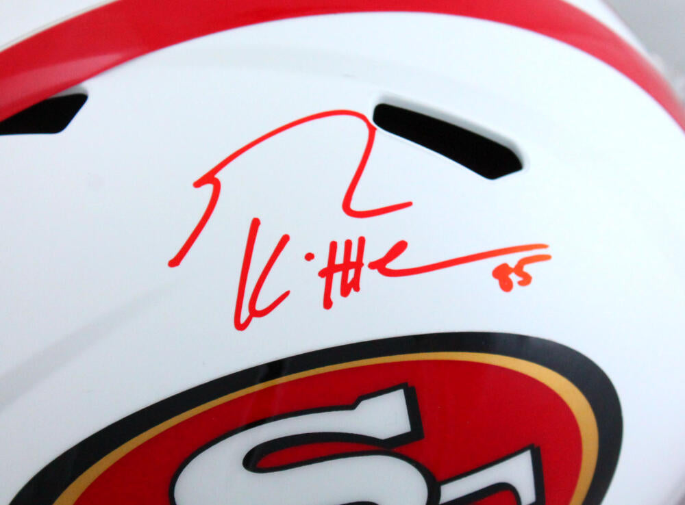 George Kittle Autographed San Francisco 49ers F/S Flat White Helmet-Beckett  W Hologram *Red