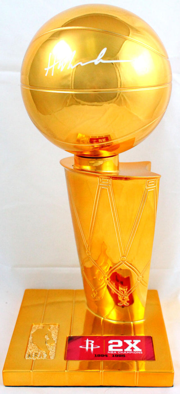 Hakeem Olajuwon Houston Rockets Autographed Mini Trophy- JSA W Auth *White