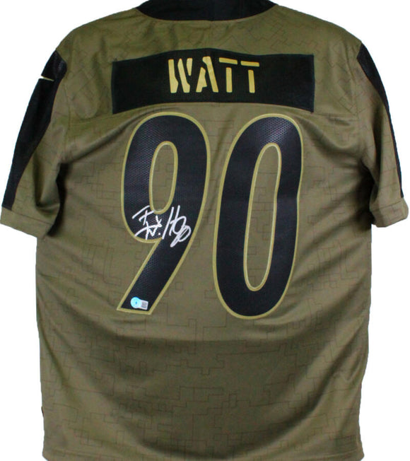 TJ Watt Pittsburgh Steelers Autographed Nike 2021 Salute To Service Limited Player Jersey-Beckett W Hologram *Silver