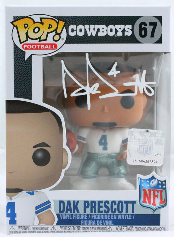 Dak Prescott Autographed Dallas Cowboys Funko Pop Figurine 67 White JSY-Beckett W Holo *White Image 1