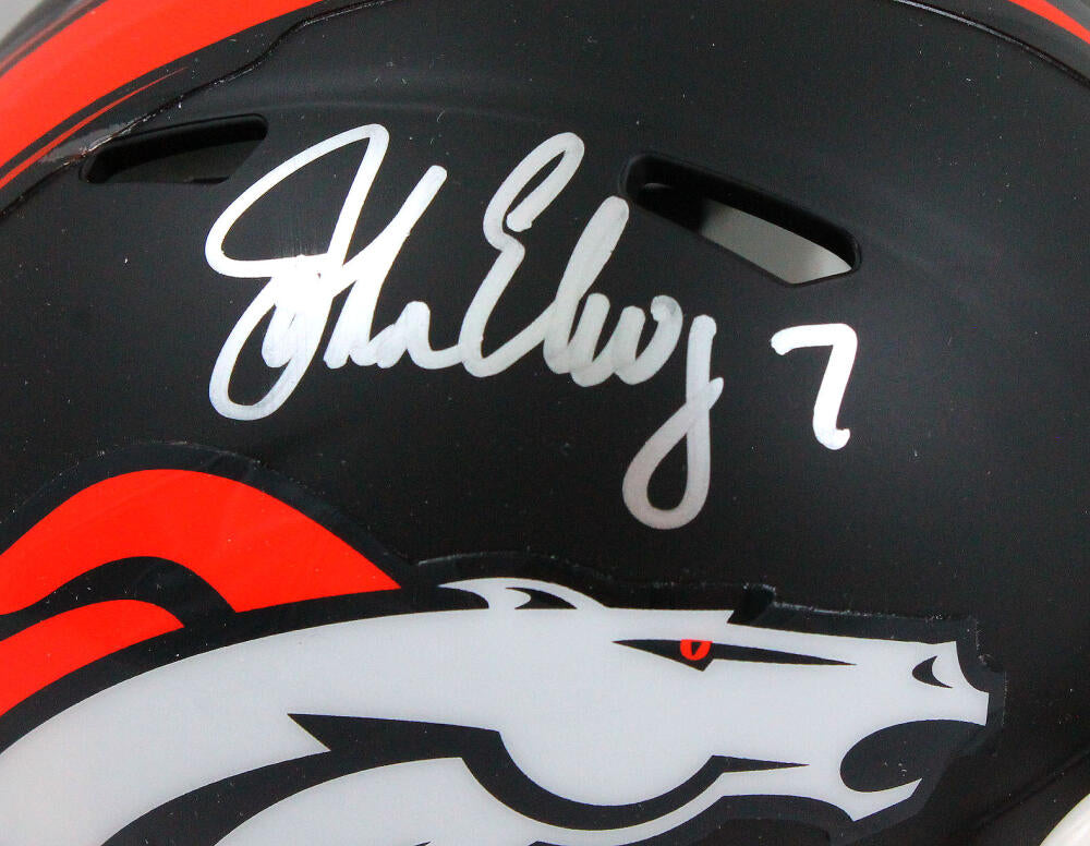 John Elway Autographed Denver Broncos Flat Black Mini Helmet-Beckett W –  The Jersey Source