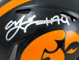 AJ Epenesa Autographed Iowa Hawkeyes Speed Mini Helmet-Beckett W Hologram *Silver