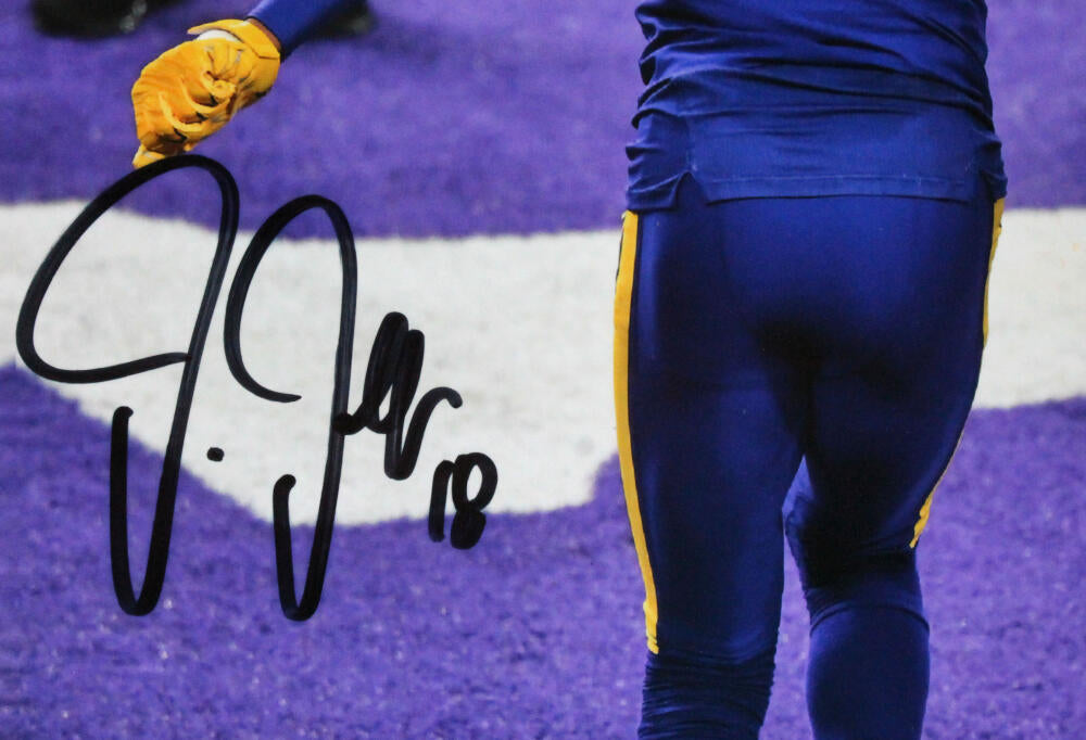 Justin Jefferson Autographed Minn. Vikings 8x10 Taunting Photo - Beckett W  *Blk