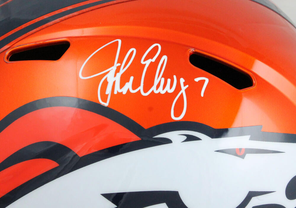 John Elway Autographed Denver Broncos Flash Orange Full Size Speed