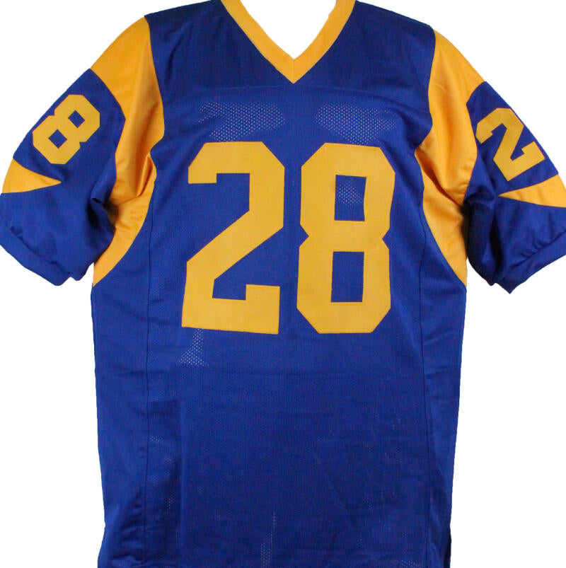 The Jersey Source Marshall Faulk Autographed Blue/Yellow Pro Style Jersey w/2 Insc.-Beckett W Hologram *Black