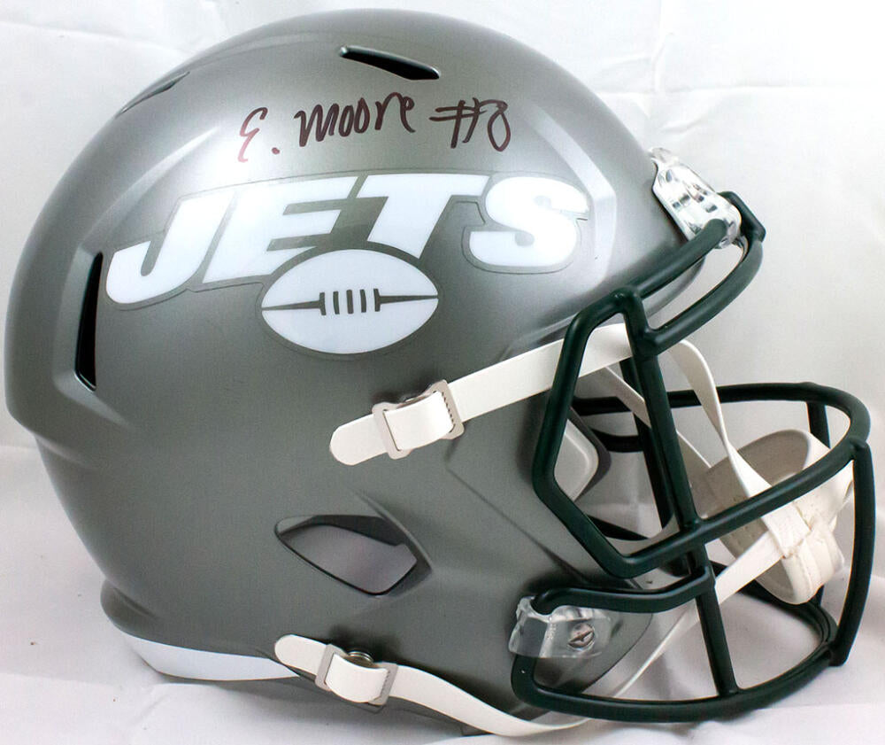 ELIJAH MOORE SIGNED NEW YORK JETS FLASH SPEED BLACK MINI HELMET