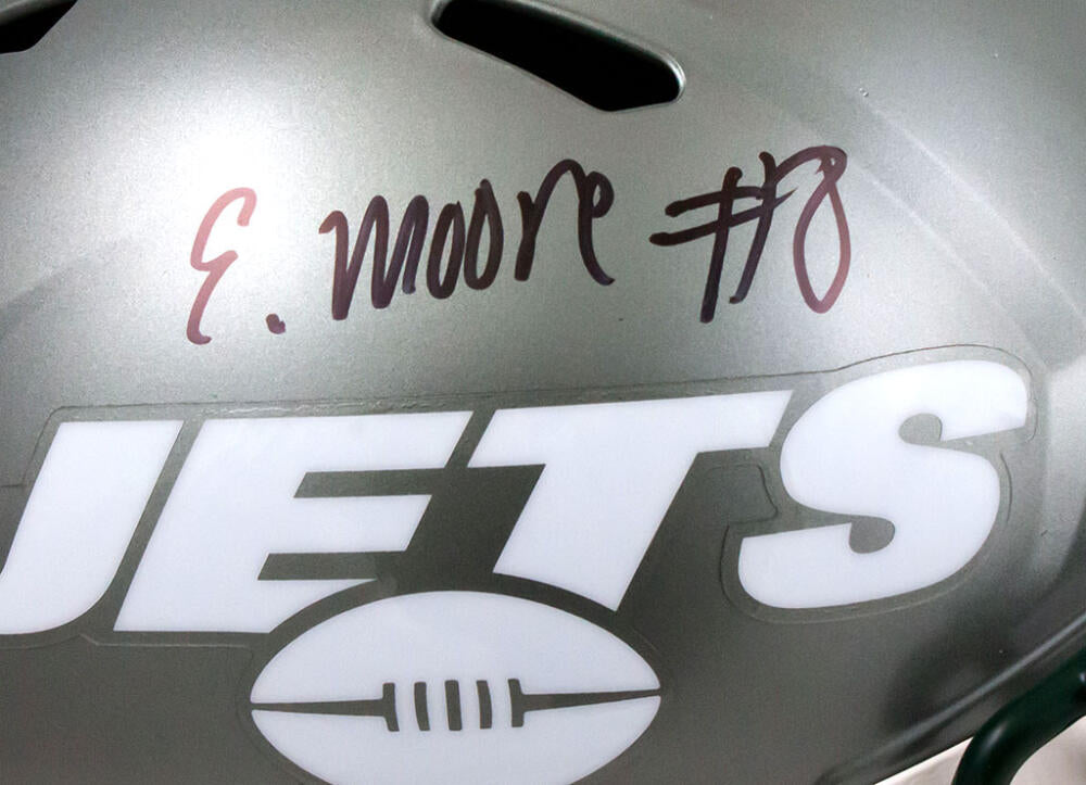 ELIJAH MOORE SIGNED NEW YORK JETS FLASH SPEED BLACK MINI HELMET