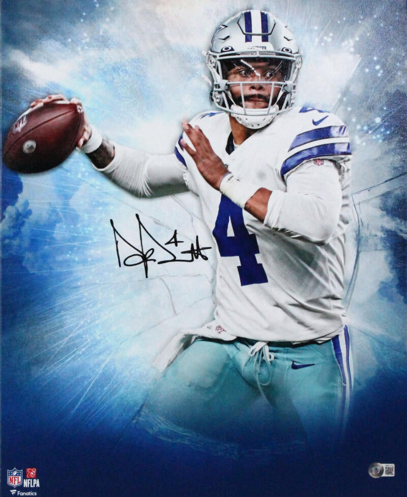 Dak Prescott Signed Dallas Cowboys Framed 16x20 Stretched Canvas- BA W –  The Jersey Source