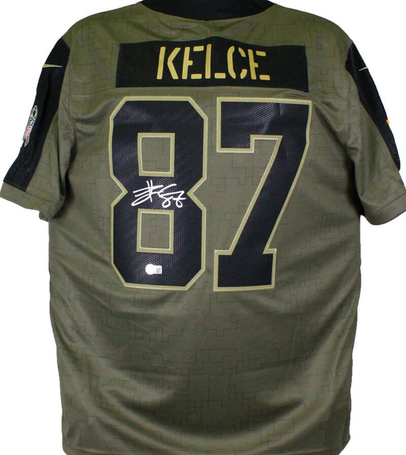 Travis Kelce Kansas City Chiefs Autographed Nike 2021 Salute To Service Limited Player Jersey-Beckett  W Hologram