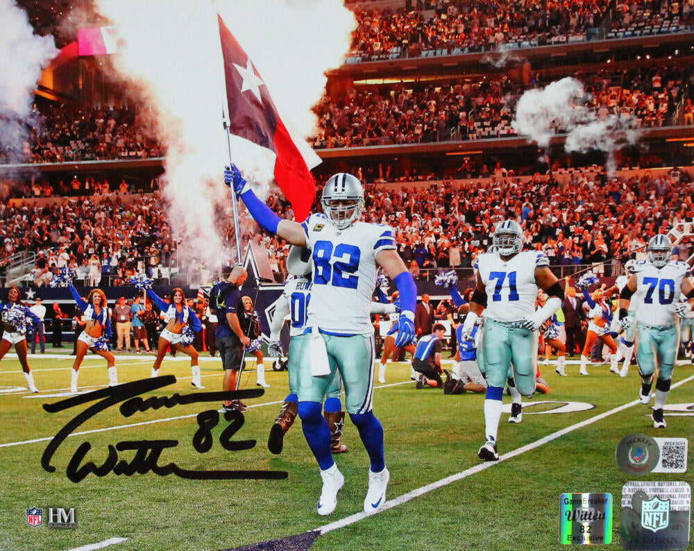 Jason Witten Autographed Dallas Cowboys 8x10 HM Photo Texas Flag