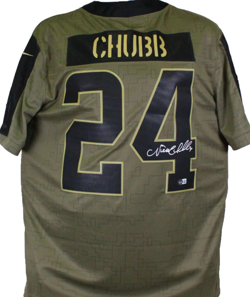 The Jersey Source Nick Chubb Cleveland Browns Autographed Nike 2021 Salute to Service Limited Player Jersey-Beckett W Hologram