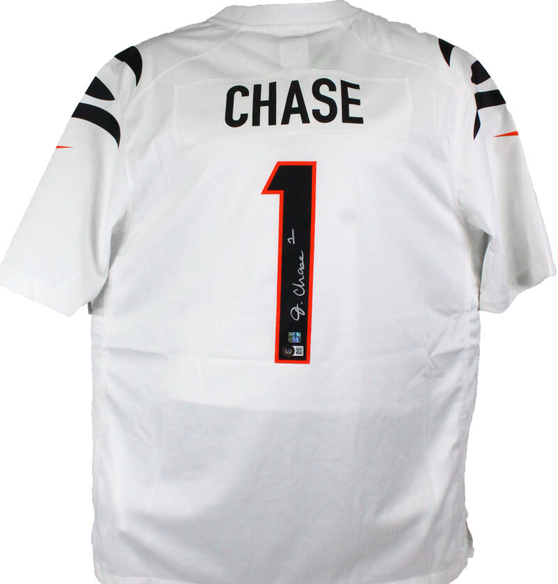 Ja'Marr Chase Autographed Cincinnati Bengals White Nike Game Jersey- B –  The Jersey Source