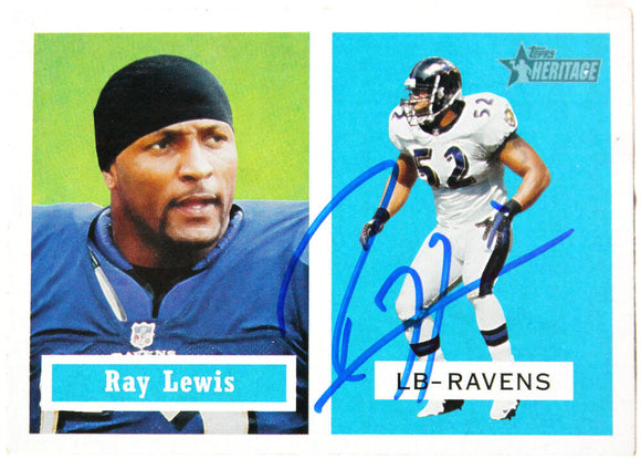 2002 Topps Heritage #73 Ray Lewis Baltimore Ravens Autograph Beckett Witness  Image 1