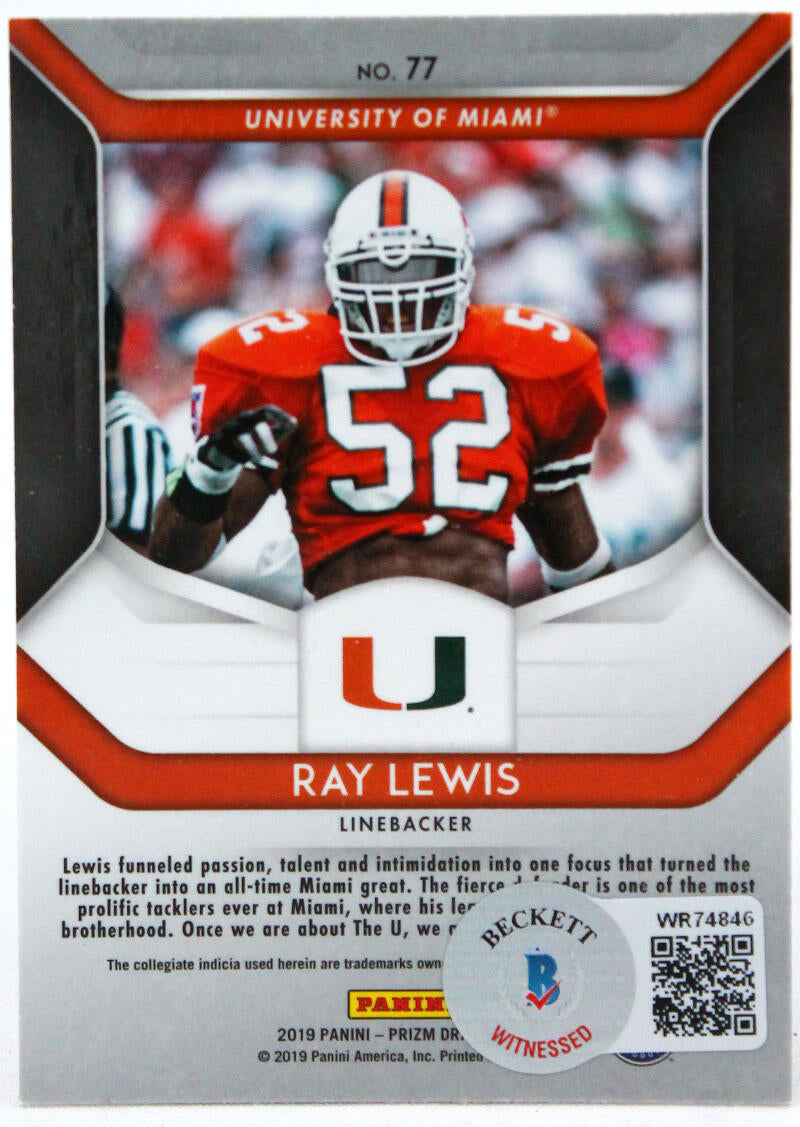 Ray Lewis Autographed Miami Hurricanes (Orange #52) Jersey – Palm Beach  Autographs LLC