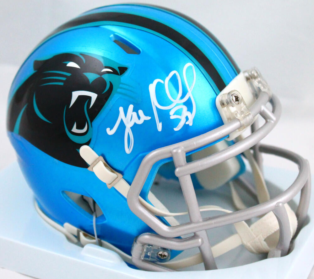 CHRISTIAN McCAFFREY SIGNED CAROLINA PANTHERS WHITE SPEED MINI