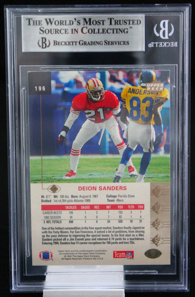 1994 Upper Deck SP #196 Deion Sanders Auto SF 49ers Autograph Beckett – The  Jersey Source