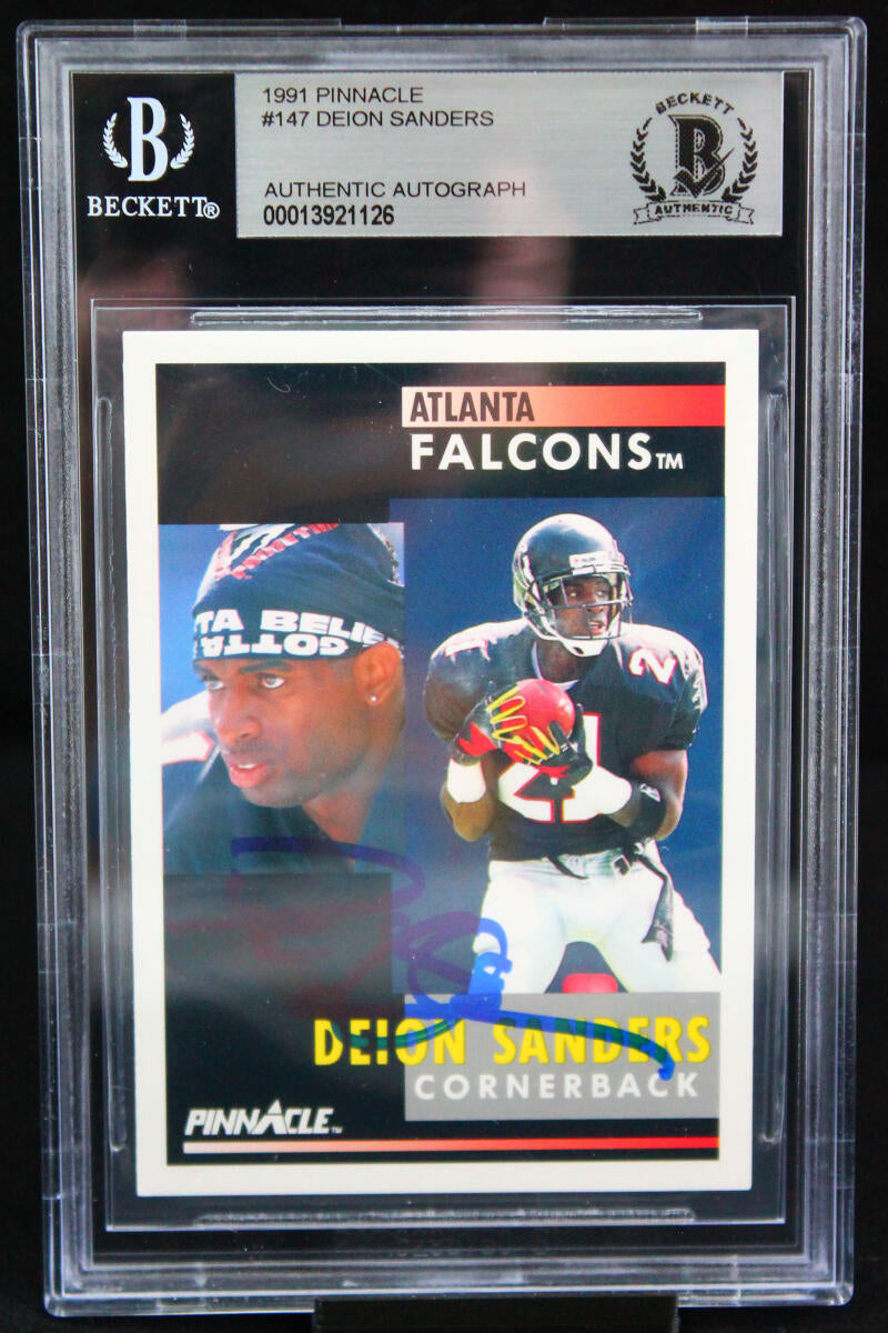 1991 Pinnacle #147 Deion Sanders Atlanta Falcons Autograph Beckett