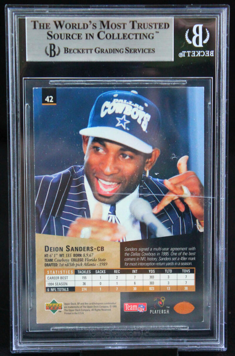 1998 SP Authentic #64 Deion Sanders Dallas Cowboys Autograph Beckett A –  The Jersey Source