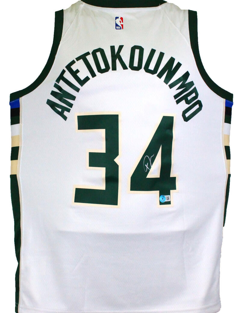 Giannis Antetokounmpo Autographed Milwaukee Custom No City White Basketball  Jersey - JSA